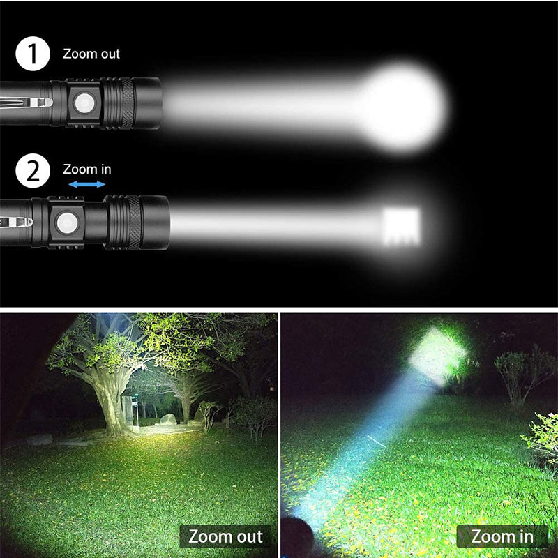 P50 USB Rechargeable Strong Light Zoom Flashlight