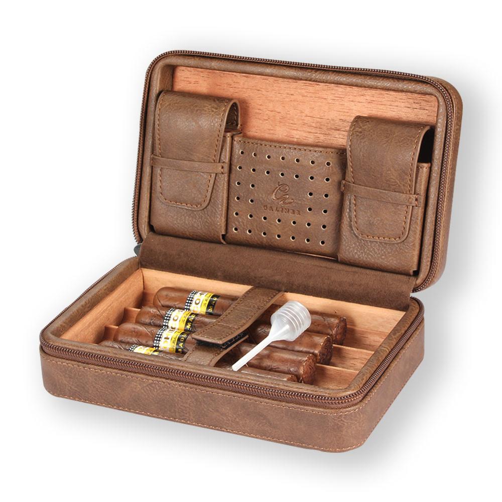 GALINER Portable Leather Cedar Wood Humidor