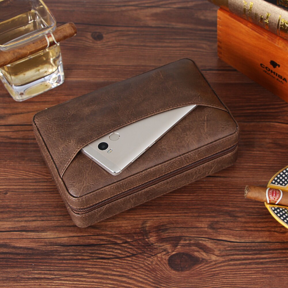 GALINER Portable Leather Cedar Wood Humidor