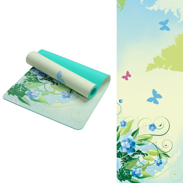 6 MM Lotus Pattern Suede TPE Yoga Mat Pad Non-slip Slimming Exercise Fitness Gymnastics Mat Body Building Esterilla Pilates