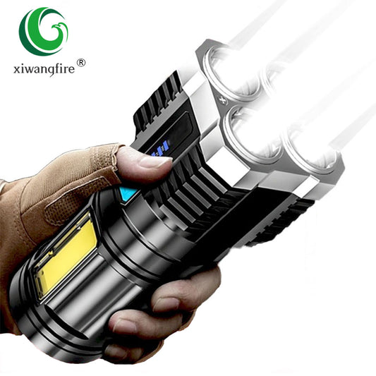 4-Core Super Bright Rechargeable Long-Range Flashlight