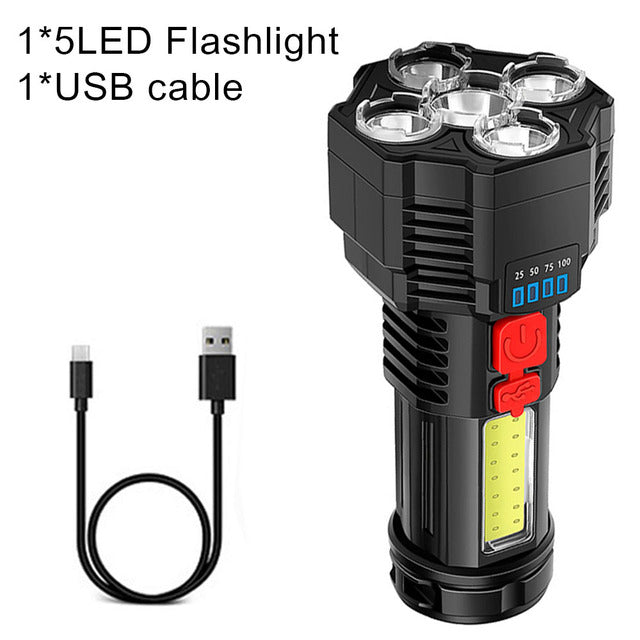4-Core Super Bright Rechargeable Long-Range Flashlight