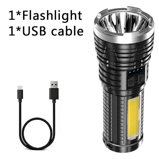 4-Core Super Bright Rechargeable Long-Range Flashlight