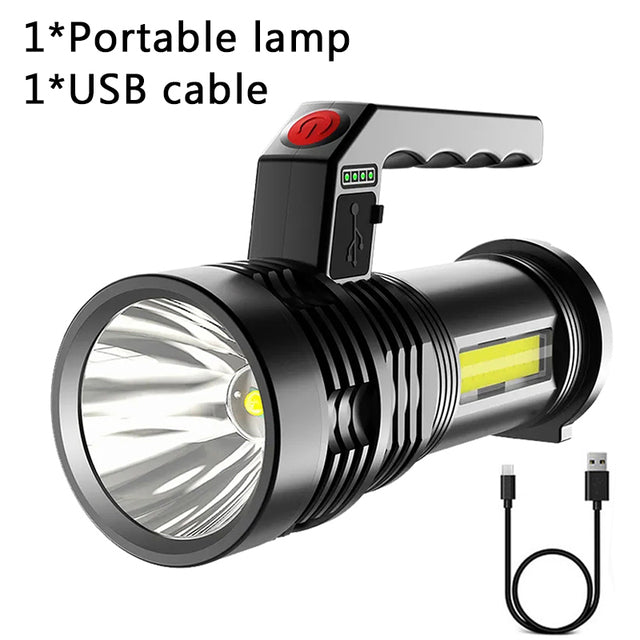 4-Core Super Bright Rechargeable Long-Range Flashlight