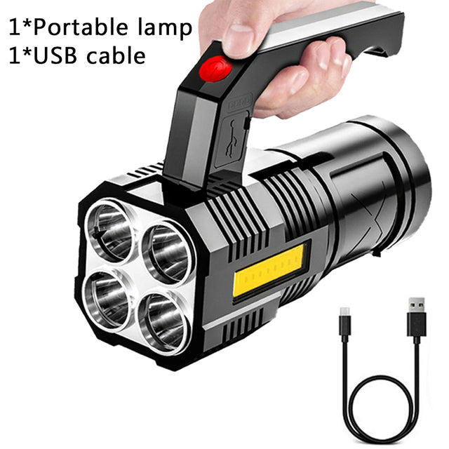 4-Core Super Bright Rechargeable Long-Range Flashlight