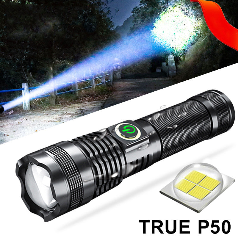 P50 USB Rechargeable Strong Light Zoom Flashlight