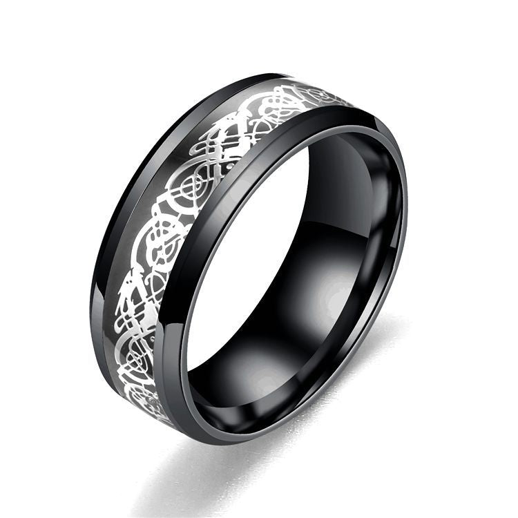 Dragon Pattern Rings Men Stainless Steel Ring Jewelry